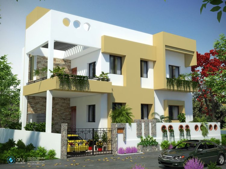 3D Exterior Architectural Rendering of Residential Building